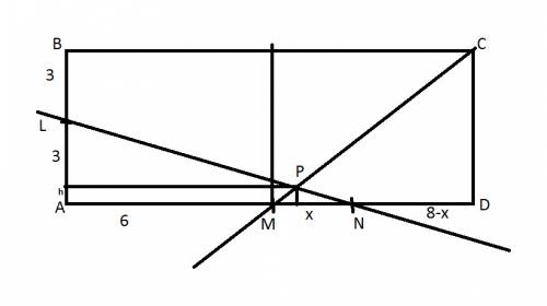 Впрямоугольнике abcd со сторонами ab=6 и bc=14 на середине ab расположена точка l. на стороне adнахо