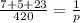 \frac{7+5+23}{420}= \frac{1}{p}