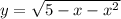y= \sqrt{5-x- x^{2} }
