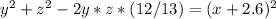 y^2+z^2-2y*z*(12/13)=(x+2.6)^2