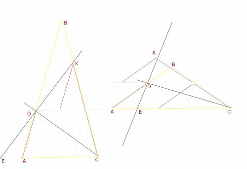 Нужно ! в равнобедренном треугольнике abc с основанием ac проведена биссектриса cd. прямая, перпенди