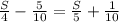 \frac{S}{4} -\frac{5}{10} =\frac{S}{5} +\frac{1}{10}