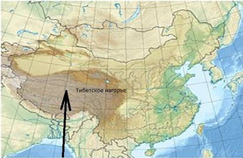 Скажите ,где находятся тибетское нагорье на карте полушарий?