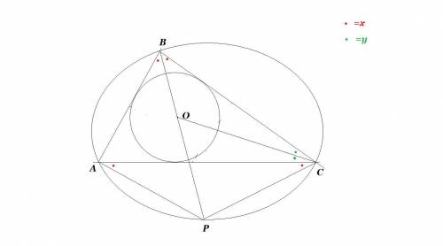 Втреугольник abc вписана окружность с центром o. прямая bo вторично пересекает описанную около треуг