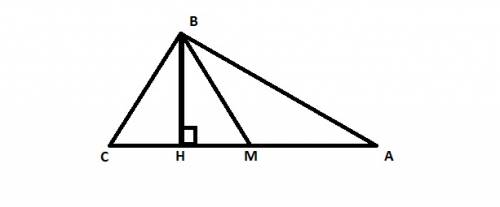 Втреугольнике abc ac=60, высота bh = 12, медиана bm= 13. найдите ab, если ab> bc