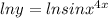 lny=lnsinx^{4x}