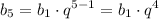 \displaystyle b_5=b_1\cdot q^{5-1}=b_1\cdot q^{4}