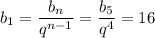 b_1= \dfrac{b_n}{q^{n-1}} = \dfrac{b_5}{q^4} =16