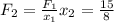 F_{2}= \frac{F_{1}}{x_{1}} x_{2}= \frac{15}{8}