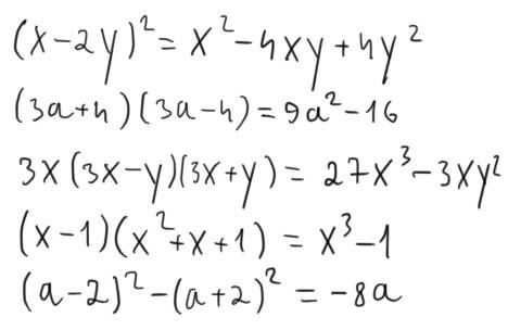 Представьте в виде многочлена: (x-2y)^2 (3a+4)(3a-4) 3x(3x-y)(3x+y) (x-1)(x^2+x+1) (a-2)^2-(a+2)^2