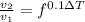 \frac{v_2}{v_1} = f^{0.1\Delta T}