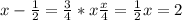 x- \frac{1}{2}= \frac{3}{4}*x &#10; \frac{x}{4}= \frac{1}{2}&#10; x=2&#10;