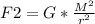 F2= G*\frac{M^2}{r^2}