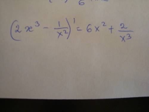 Найти производную 2х^3-(1/x^2) решите,