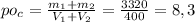 po_{c}= \frac{m_{1}+m_{2}}{V_{1}+V_{2}} = \frac{3320}{400} =8,3