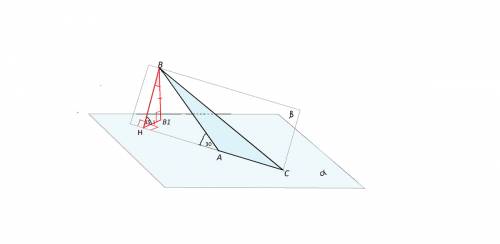 Из вершины в треугольника abc, сторона ас которого лежит в плоскости а, проведен к этой плоскости пе