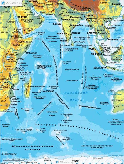 Какое влияние на природу индийского океана оказывает его - положение