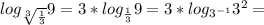 log_{ \sqrt[3]{ \frac{1}{3} } }9= 3* log_{ { \frac{1}{3} } }9= 3* log_{ {3^{-1}} } }3^2 =