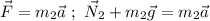 \vec {F} = m_2 \vec a \ ; \ \vec N_2 + m_2 \vec g = m_2 \vec a