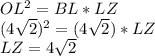 OL^2=BL*LZ\\&#10;(4\sqrt{2})^2=(4\sqrt{2})*LZ\\&#10;LZ=4\sqrt{2}