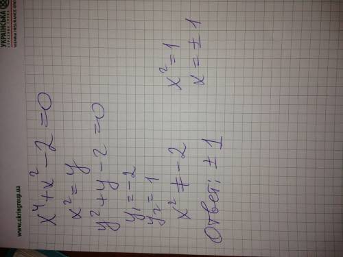 Решить уравнение 4х⁴-17х²+4=0 х⁴-7х²+12=0 х⁴+х²-2=0 х⁴+3х²+2=0