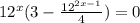 12^{x}(3- \frac{ 12^{2x-1} }{4})=0