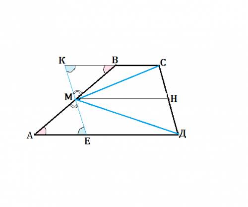 Точка м является серединой боковойточка м является серединой боковой стороны ав трапеции abcd.найдит