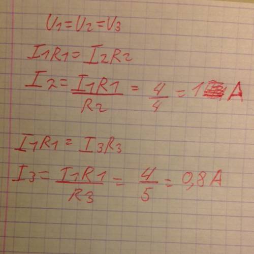 Три лампочки сопротивлением r1=2 ом,r2=4 ом,r3=5 ом соединены параллельно.в первой лампочке сила ток