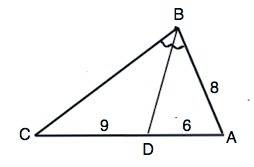 Биссектриса bd делит сторону ac треугольника abc на отрезки ad и cd ,равные соответственно 6 см и 9