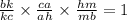 \frac{bk}{kc} \times \frac{ca}{ah} \times \frac{hm}{mb} = 1 \\