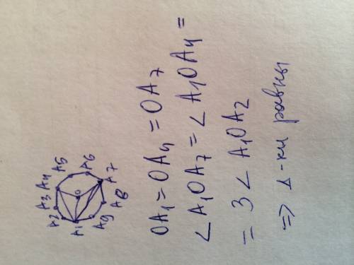 Дан правельный девятиугольник , точка о является его центром. докажите что треугольники а1оа4 и а1оа