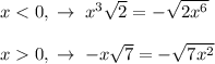 x0,\; \to \; -x\sqrt7=-\sqrt{7x^2}