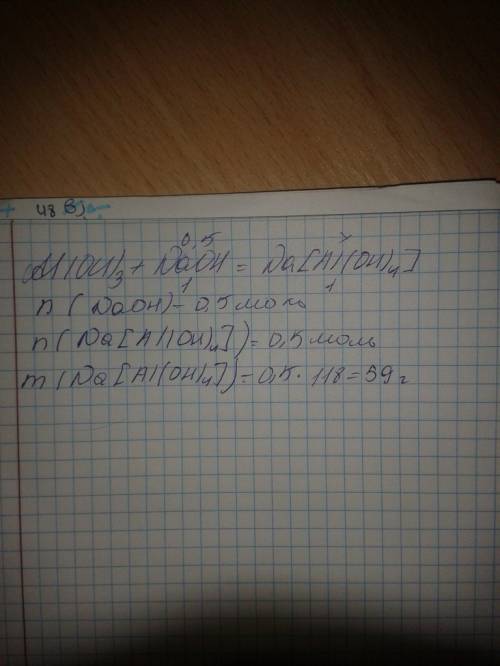 3. какую массу алюмината натрия можно получить при сплавлении гидроксида алюминия с 0,5 моль гидрокс