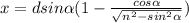 x=dsin \alpha (1- \frac{cos \alpha }{ \sqrt{ n^{2}- sin^{2} \alpha } } )