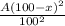 \frac{A(100-x)^{2} }{100^{2} }