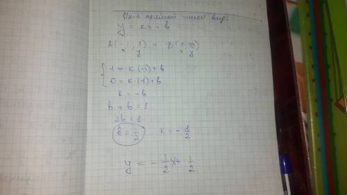 Напишите уравнение прямой,проходящей через точки а(-1; 1) и в(1; 0)