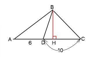 На стороне ac треугольника abc отмечена точка d так, что ad=6, dc=10. площадь треугольника abc равна