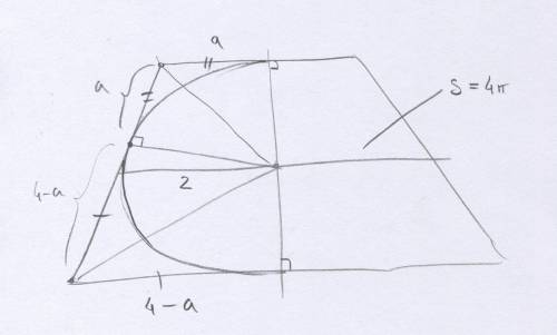 Усеченный конус описан около шара. площадь сечения усеченного конуса плоскостью, проходящей через се