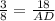 \frac{3}{8}= \frac{18}{AD}