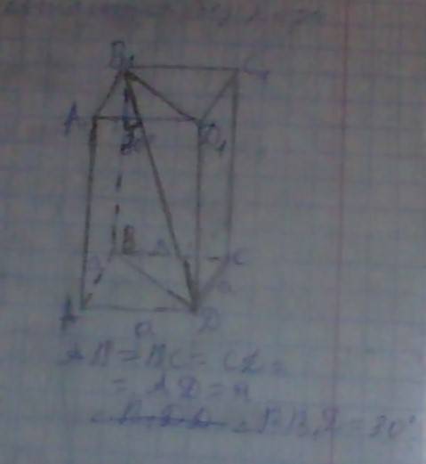 Основанием прямоугольного параллелелипипеда служит квадрат со стороной а. диагональ параллелелипипед
