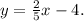 y=\frac{2}{5}x-4.