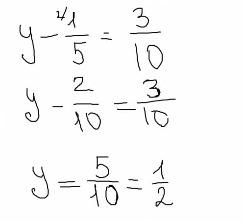 Найдите неизвестное число обозначенное буквой б)у-1/5=3/10