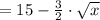 = 15 - \frac{3}{2}\cdot\sqrt{x}