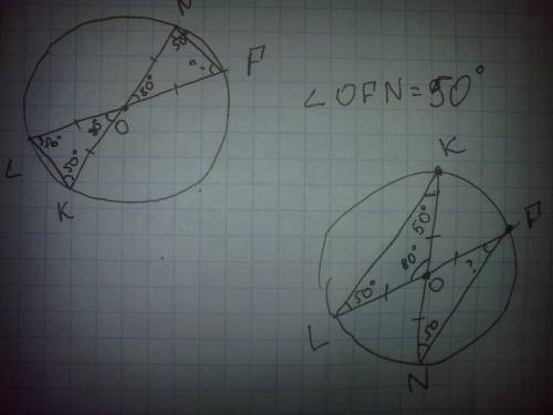Вокружности с центром в точке o проведены диаметры lf и kn, угол lko равен 50 градусов. найдите угол