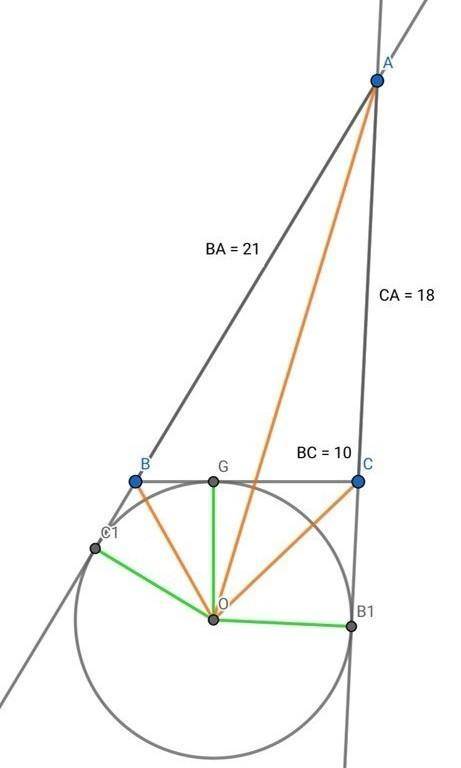 Вневписанная окружность треугольника abc касается стороны bc в точке a1, а продолжений сторон ab и a
