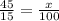 \frac{45}{15}= \frac{x}{100}