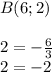 B(6;2)\\\\2=-\frac{6}{3\\} \\2=-2