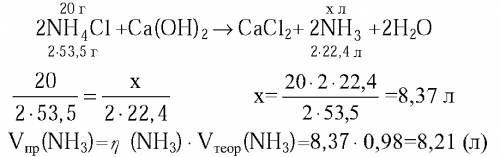 Вычислите объем аммиака который можно получить при нагревании 21,4г хлорида аммония с избыком гидрок