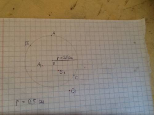 Начерти окружность радиусом 2см. 5мм. отметь зелёным цветом три точки лежащие на этой окружности а к