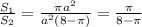 \frac{S_1}{S_2} = \frac{ \pi a^2}{a^2(8- \pi )} = \frac{ \pi }{8- \pi }